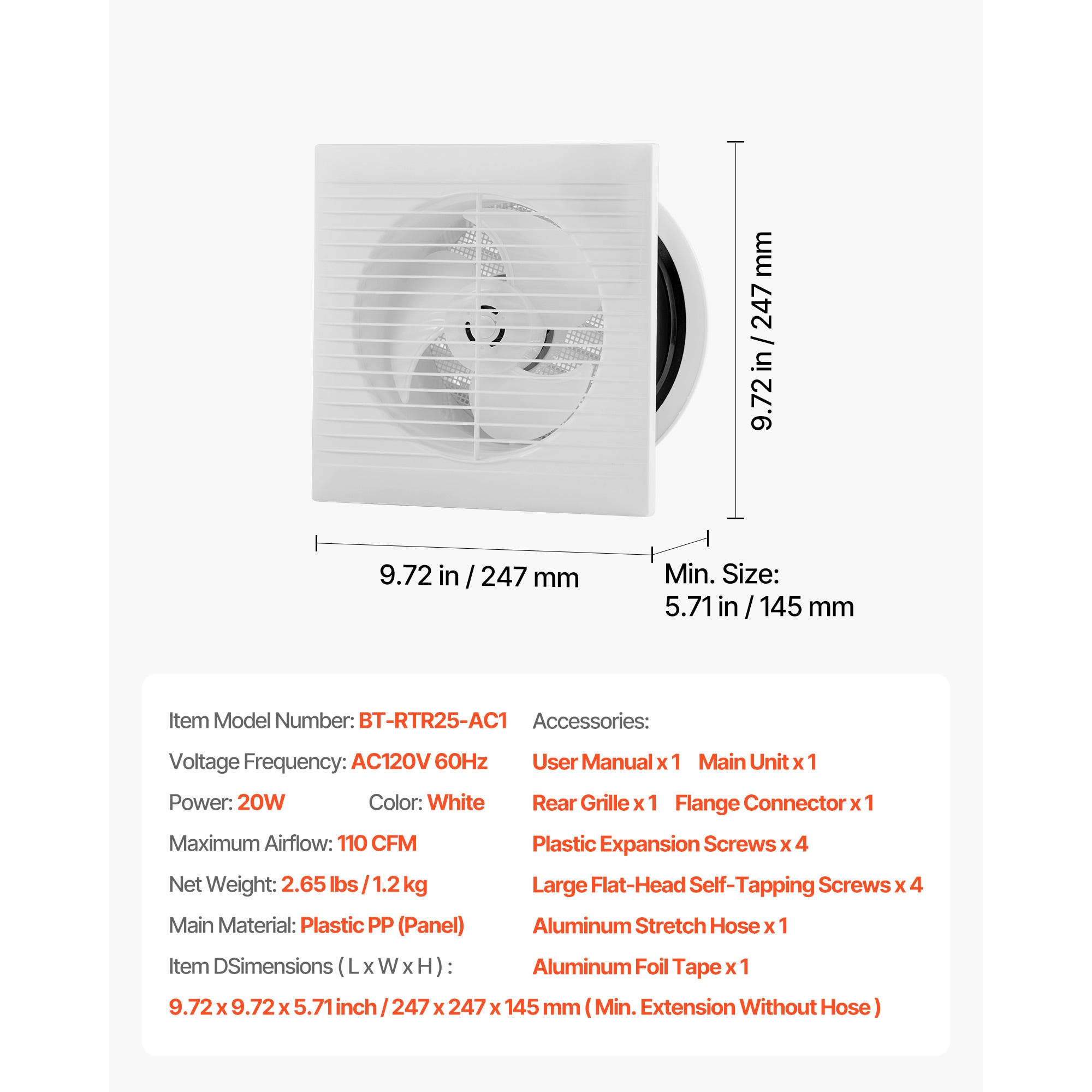 Wall Mounted Ventilation Fan High Efficiency Extraction System_voghion.com
